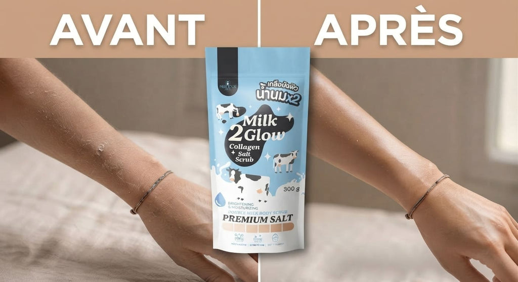 Avant / apres - Gommage Sel Milk 2 Glow Collagene