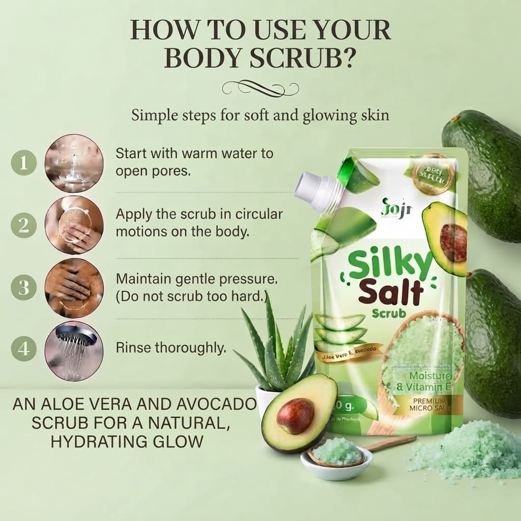 How to use your Gommage Sel Aloe Vera & Avocat body scrub