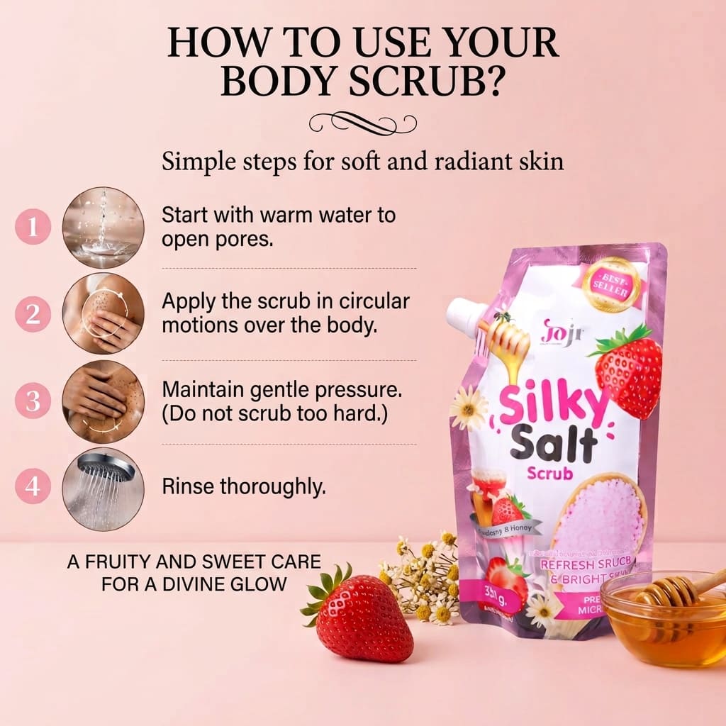 How to use your Gommage Sel Fraise & Miel body scrub