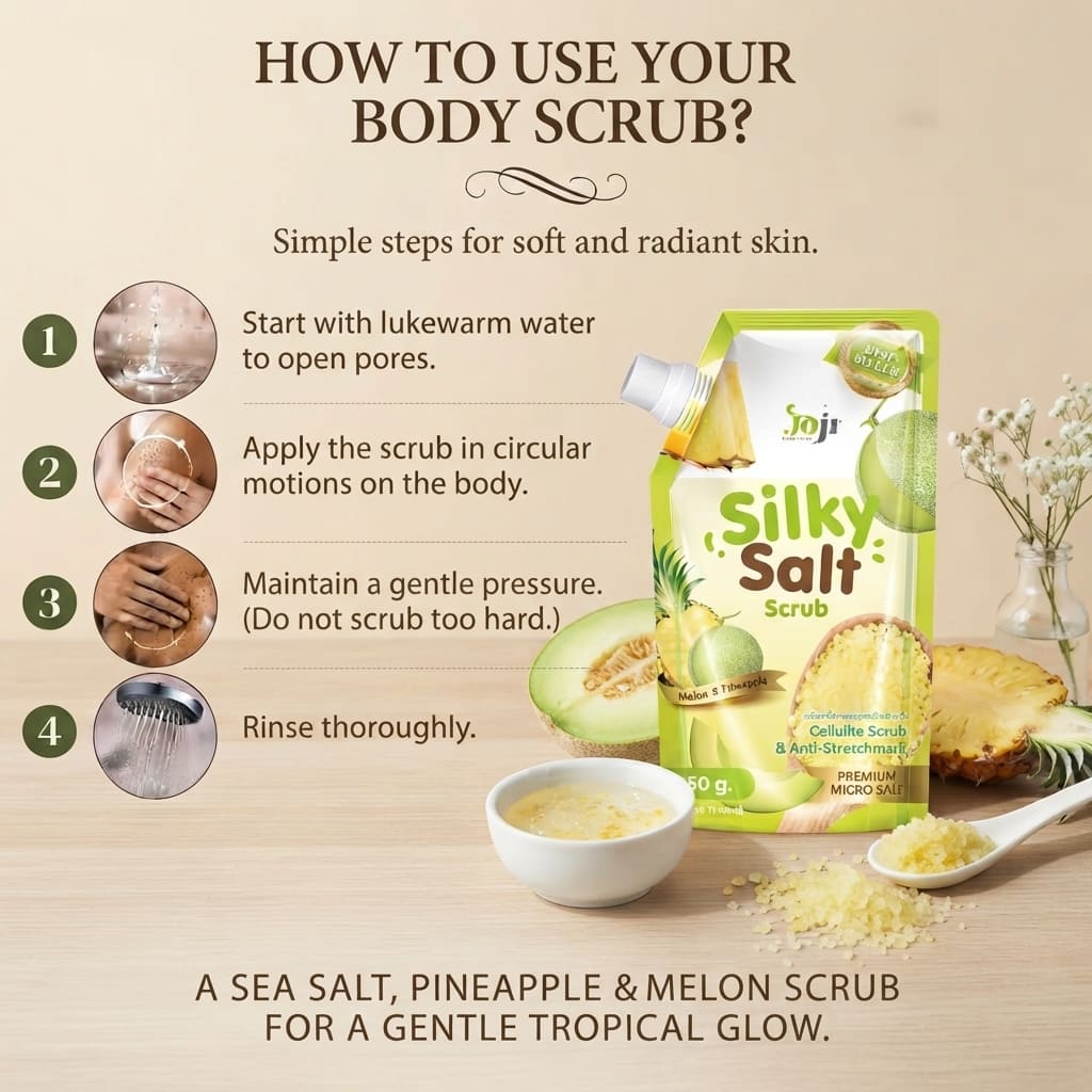 How to use your Gommage Sel Melon & Ananas body scrub